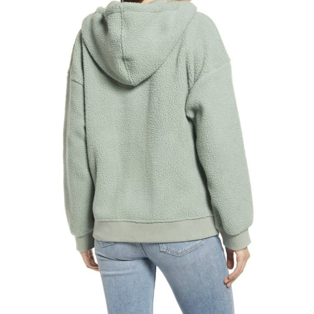 Madewell (Re)sourced Recycled Fleece Hooded Zip Jacket Frosted Willow Size L - Picture 2 of 13